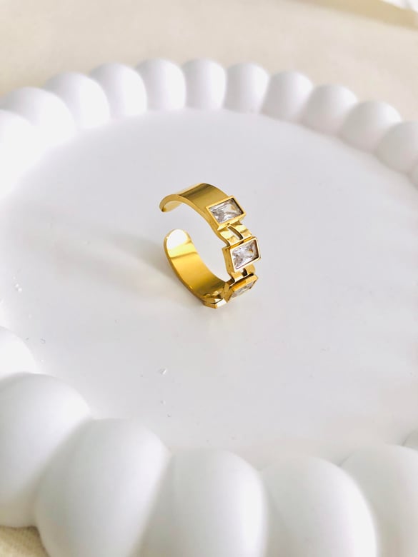 Taşlı Gold Çelik Yüzük