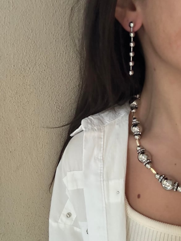 Topçuk Detay Silver Küpe