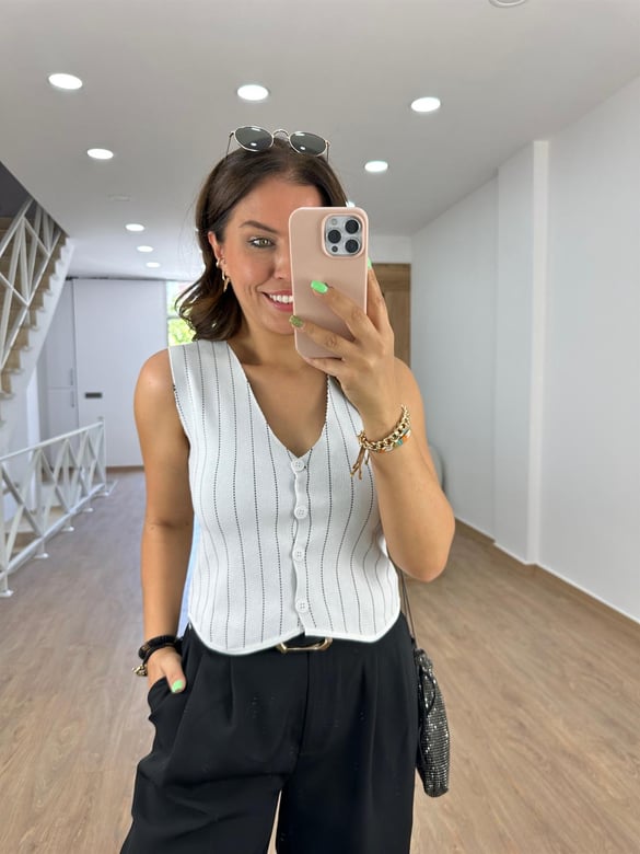 Triko Yelek Beyaz