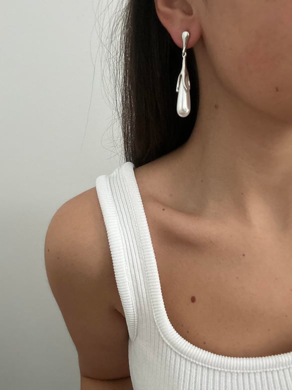 Uzun İnci Detay Gümüş Küpe 5cm