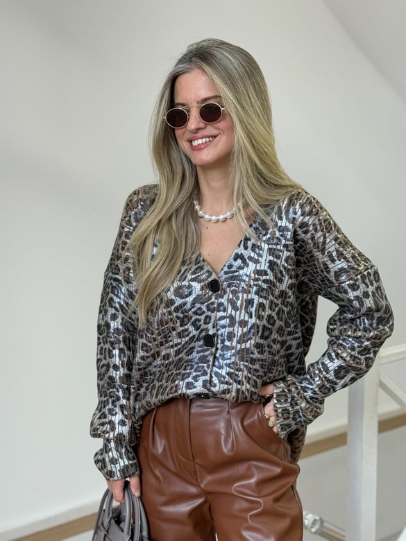 Varaklı Leopar Hırka
