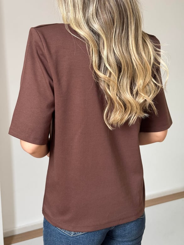 Vatkalı Basic Tshirt - Kahverengi