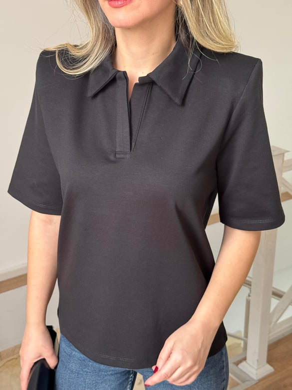 Vatkalı Basic Tshirt - Siyah