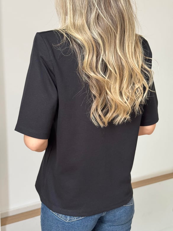 Vatkalı Basic Tshirt - Siyah