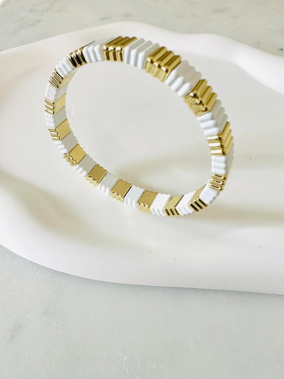 Vip Seri Gold Beyaz Lastikli Bileklik