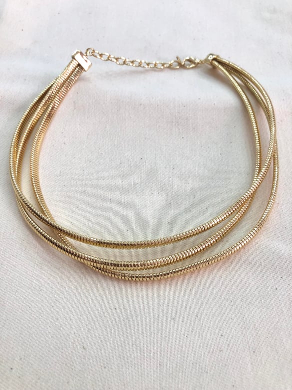 Vip Seri Gold Çubuk Tırtık Üçlü Choker Kolye