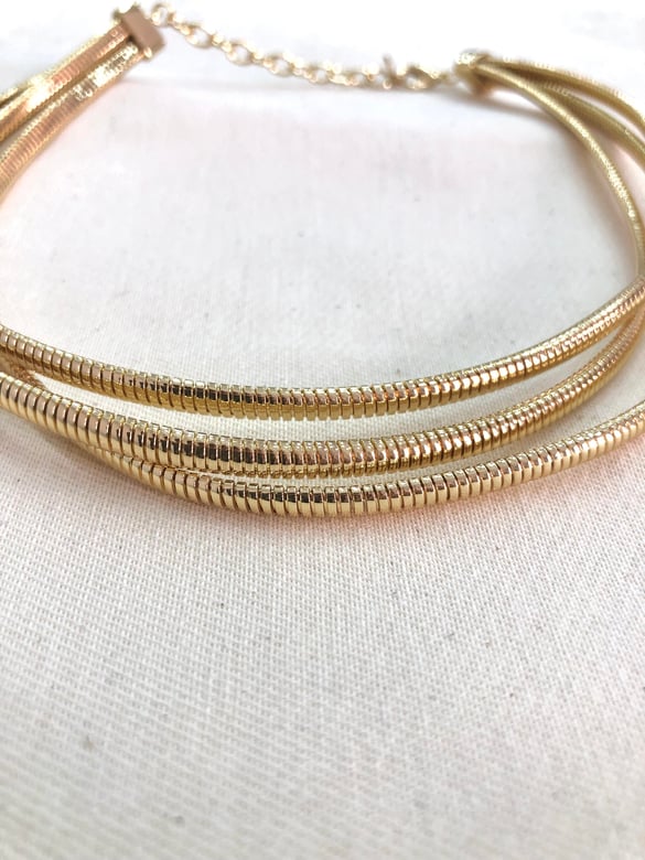Vip Seri Gold Çubuk Tırtık Üçlü Choker Kolye
