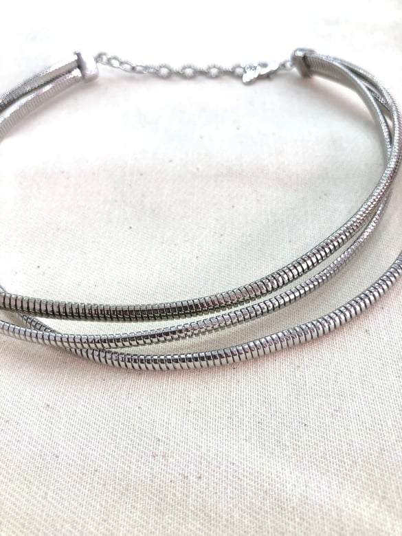 Vip Seri Gümüş Çubuk Tırtık Üçlü Choker Kolye