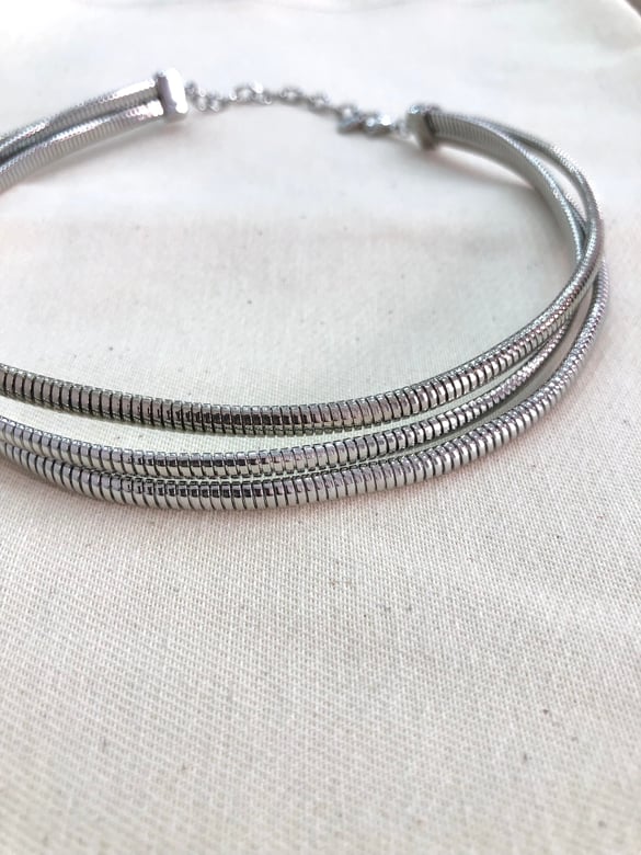 Vip Seri Gümüş Çubuk Tırtık Üçlü Choker Kolye