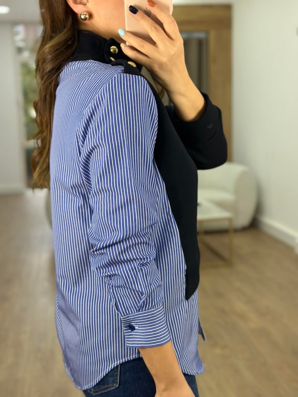 Yakası Gold Düğmeli Gömlek Sweatshirt