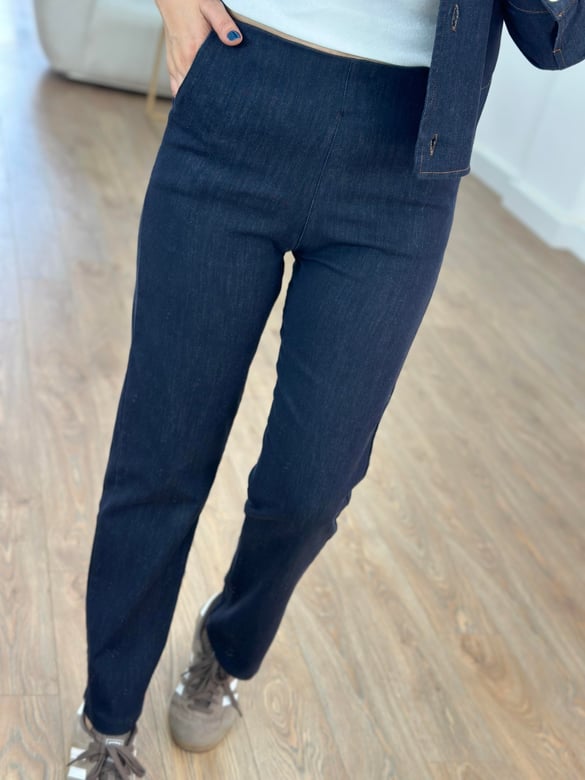 Yanı Fermuarlı Likralı Denim Pantolon