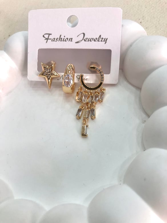 Zirkon Gold Set Küpe