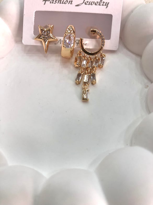 Zirkon Gold Set Küpe
