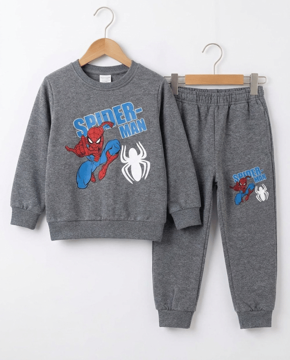001809 Spiderman Baskılı Şardonlu Erkek Takım K-GRİ