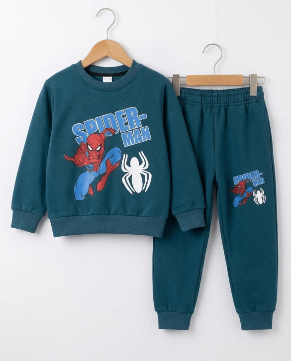 001809 Spiderman Baskılı Şardonlu Erkek Takım YEŞİL