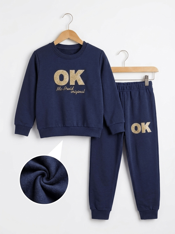 001810 Ok Punch İşlemeli Erkek Çocuk Takım LACIVERT