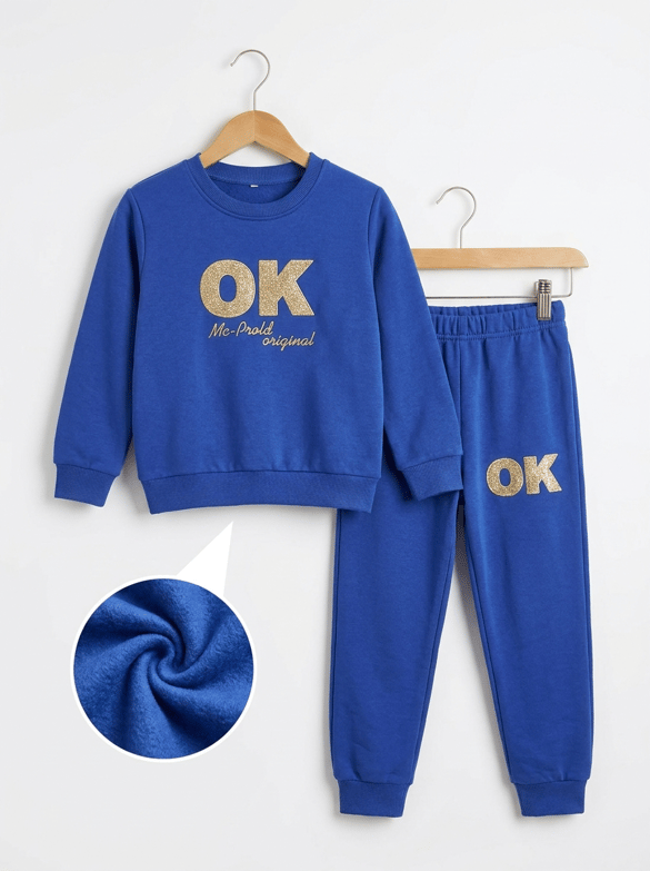 001810 Ok Punch İşlemeli Erkek Çocuk Takım MAVİ