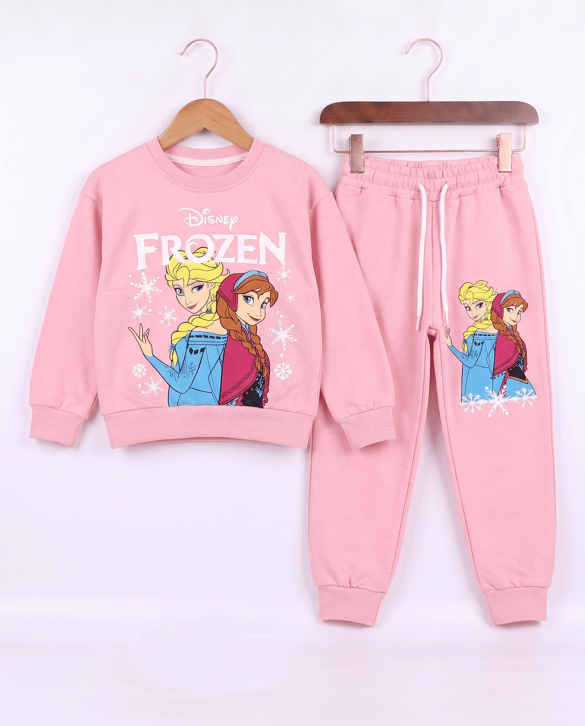 001905 Frozen Desenli Kız Çocuk Takım PEMBE