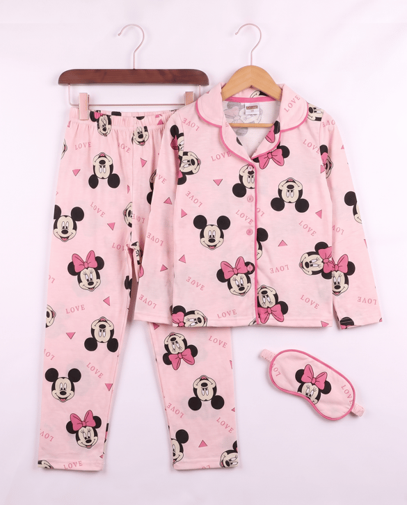 008024 Göz Bantlı Büyük Minnie Desenli Pijama Takımı SOMON