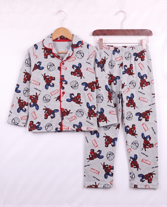 008034 Spiderman  Desenli Pijama Takımı GRİ