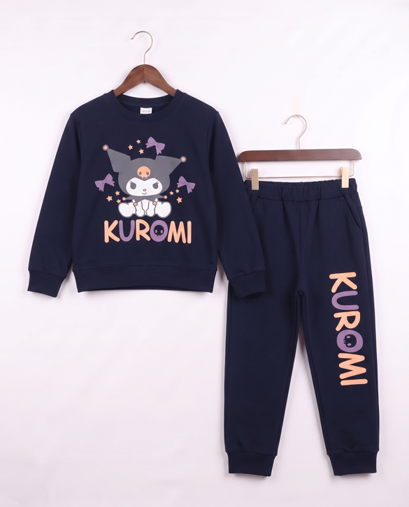 0645-2 İki İp Şardonlu Kuromi Desenli Kız Takım LACIVERT