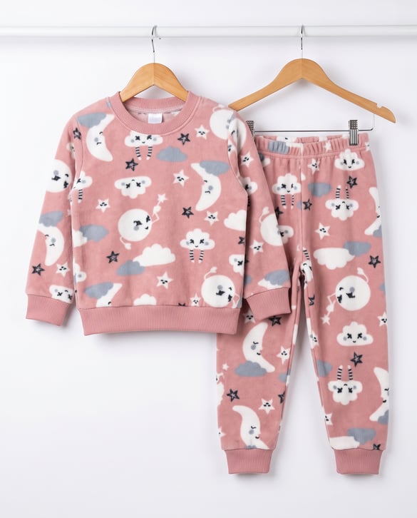 0810-3 Bulut Desenli Polar Pijama Takımı SOMON