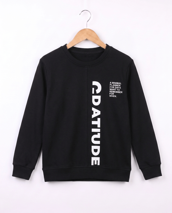 1300 Baskılı Erkek Sweat SİYAH