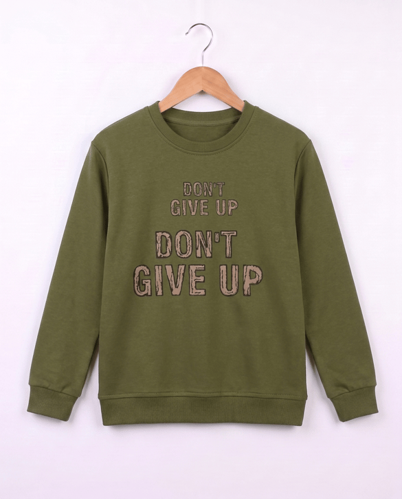 1320 Don't Gice Up Baskılı Sweat YEŞİL