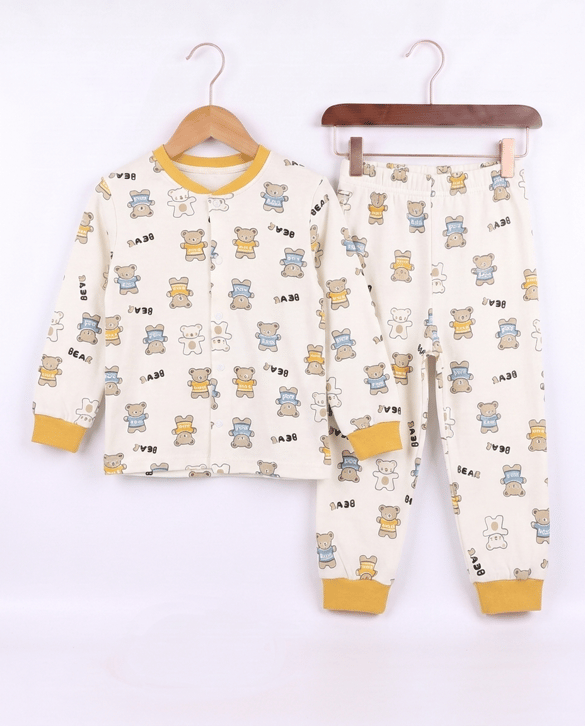 17525 Bear Çıtçıtlı Pijama Takımı SARI