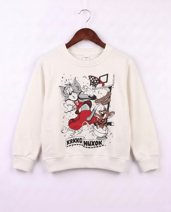 1801-1 Tom Ve Jerry  Baskılı Sweat BEYAZ