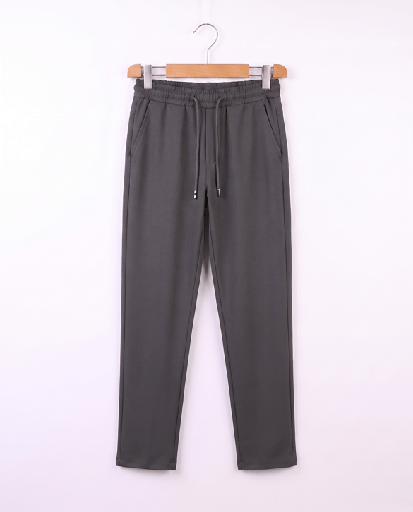 1807-1 Beli Lastikli Keten Okul Pantalonu (7-11 Yaş) GRİ