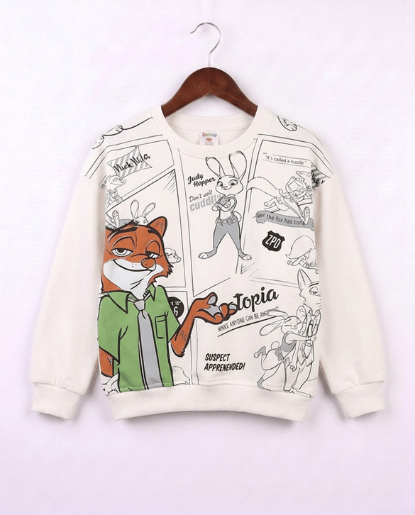 1809 Zootopia Baskılı Sweat BEYAZ