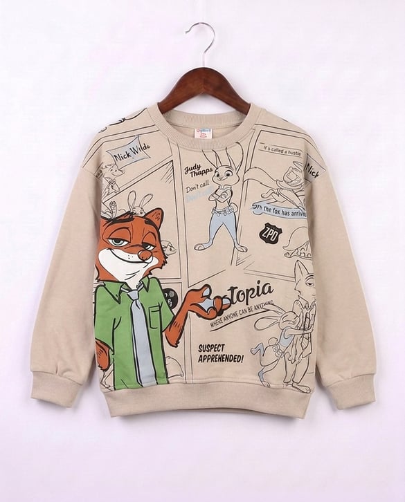 1809 Zootopia Baskılı Sweat KREM