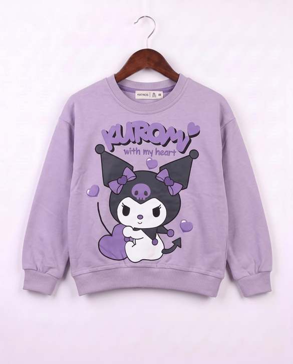 21702 Kuromi Baskılı Kız Sweat MOR