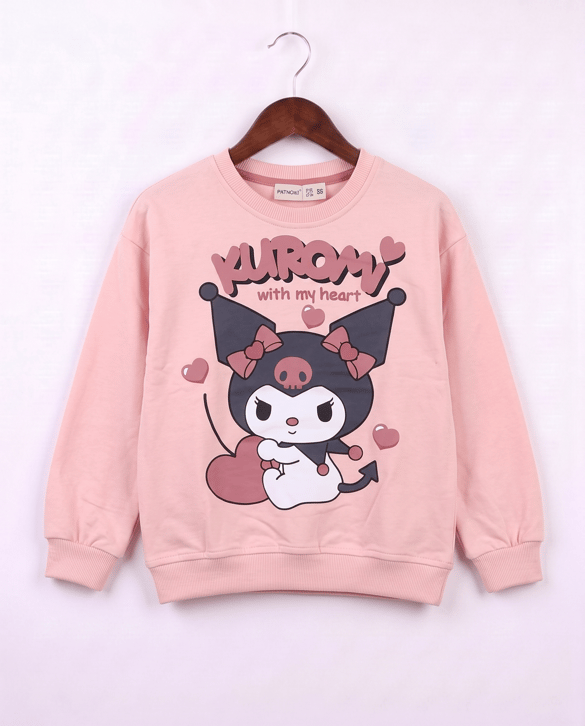 21702 Kuromi Baskılı Kız Sweat PEMBE