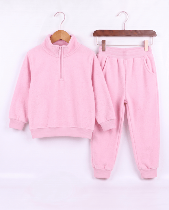 21903 Yarın Fermuarlı Peluş Çocuk Takım PEMBE