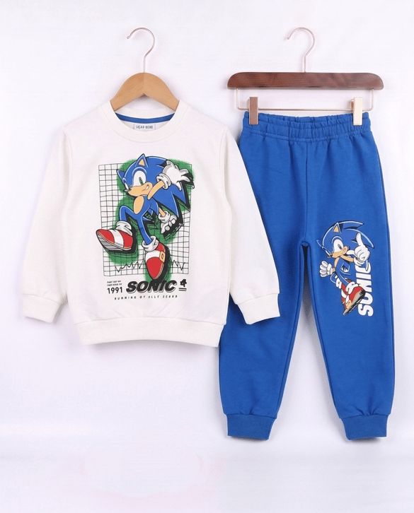 2408-17 Sonic Baskılı İkili Takım BEYAZ