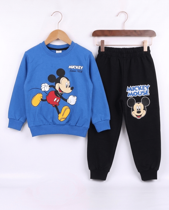 2408-18 Mickey Baskılı İkili Takım MAVİ