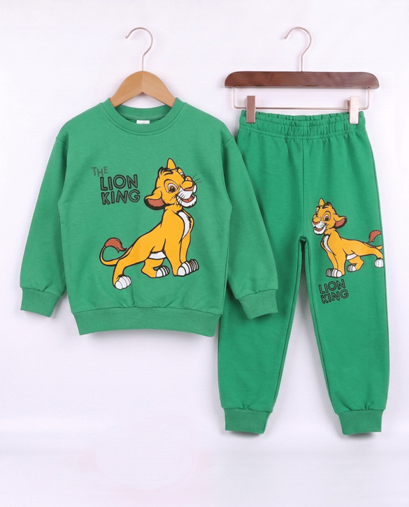 2408-8 Lion King Basklı İkili Erkek Takım YEŞİL