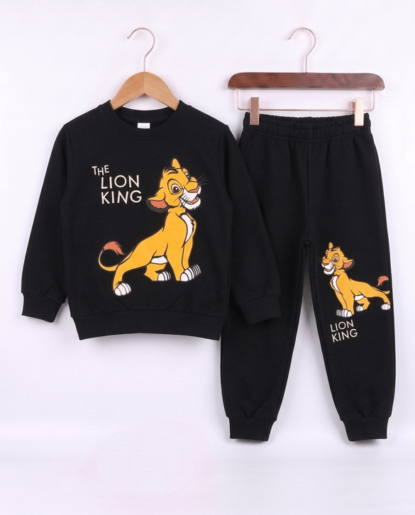2408-8 Lion King Basklı İkili Erkek Takım SİYAH