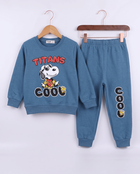 2445 Snoopy Baskılı İkili Erkek Çocuk Takım İND