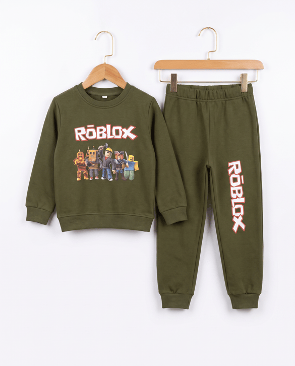 2485 Roblox Baskılı Şardonlu İkili Erkek Çocuk Takım HKY