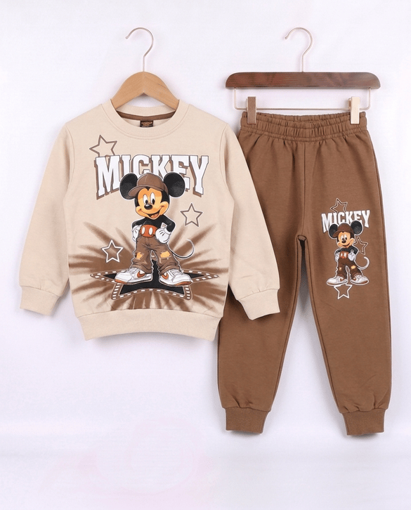 261067 Mickey Mouse Baskılı Takım KAHVE