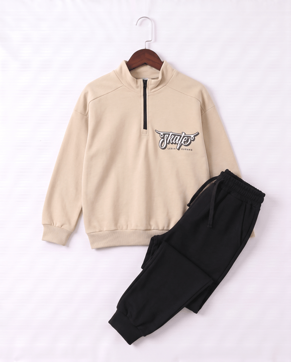 26119 Skate Baskılı Erkek Takım KREM