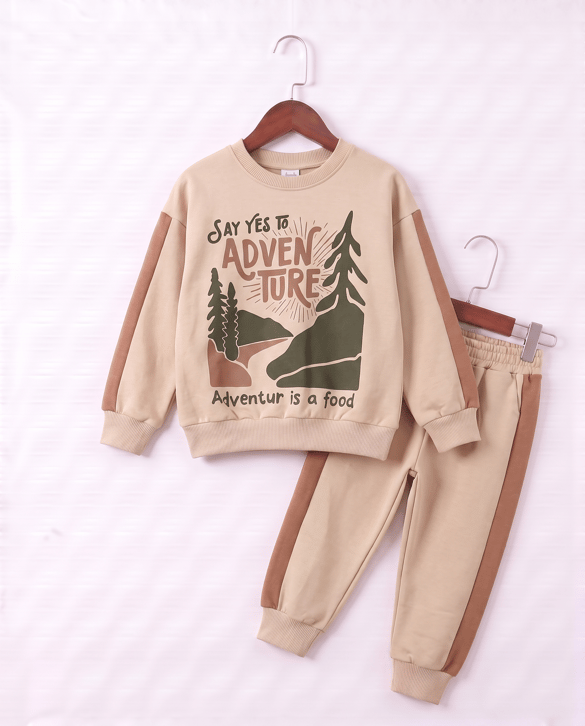26121 Advanture Baskılı Erkek Takım KREM