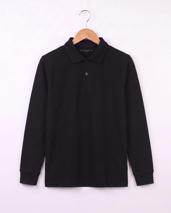 2626-4  Polo Yaka Okul Lakost Sweat  (7-10 Yaş) SİYAH