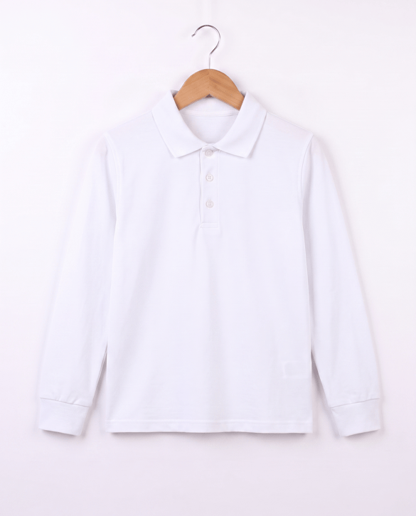 2626-6 Polo Yaka Okul Lakost Sweat (XS - L BEDEN) BEYAZ
