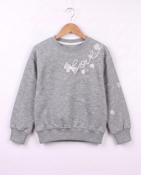 26649 Lovely Nakışlı Sweat GRİ