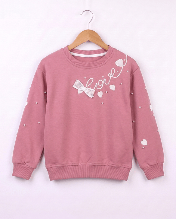 26649 Lovely Nakışlı Sweat PEMBE