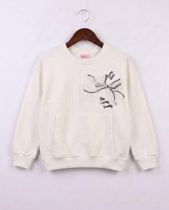 26745 Cute Girl Nakışlı Sweat BEYAZ